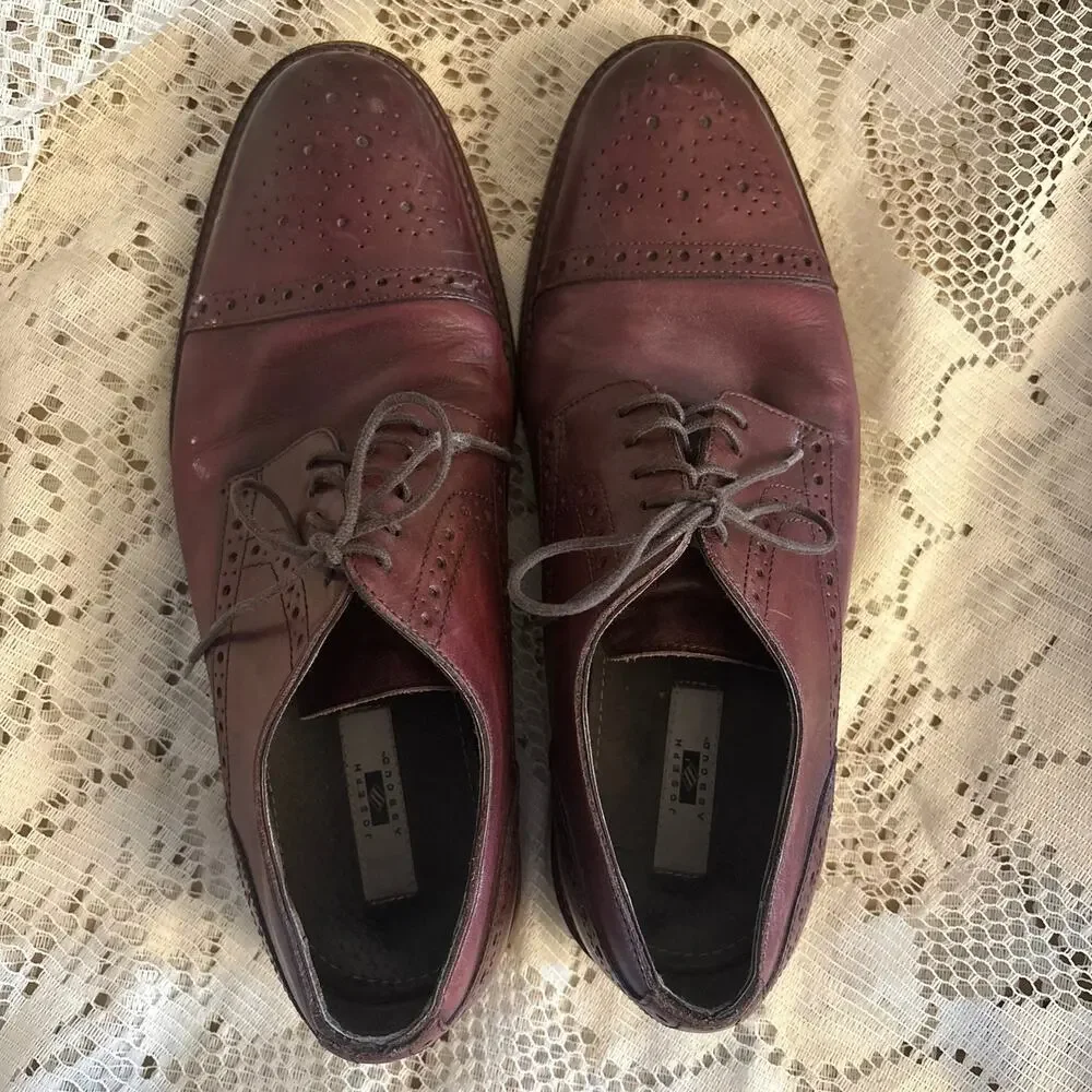 Joseph Abboud Men's US 9 Burgundy Leather Oxford Dress Shoes